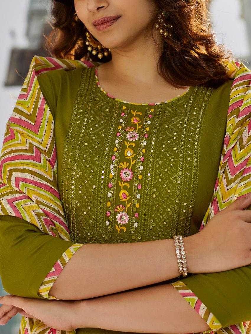 Muslin Cotton Embroidery Cotton Palazzo Suit - MYLUXURY LANE ENTERPRISE